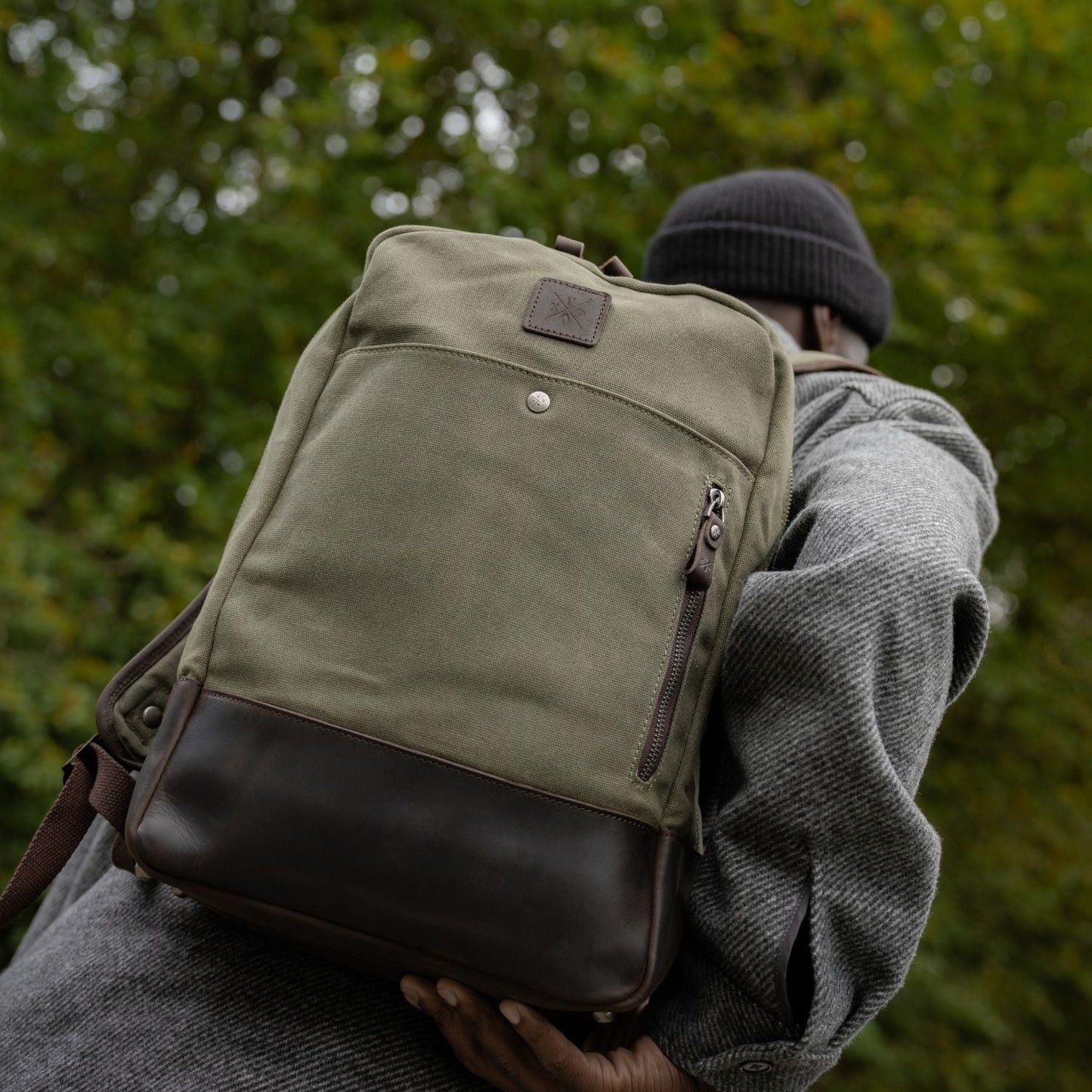 Eden - Waxed Canvas Backpack - Moss Green