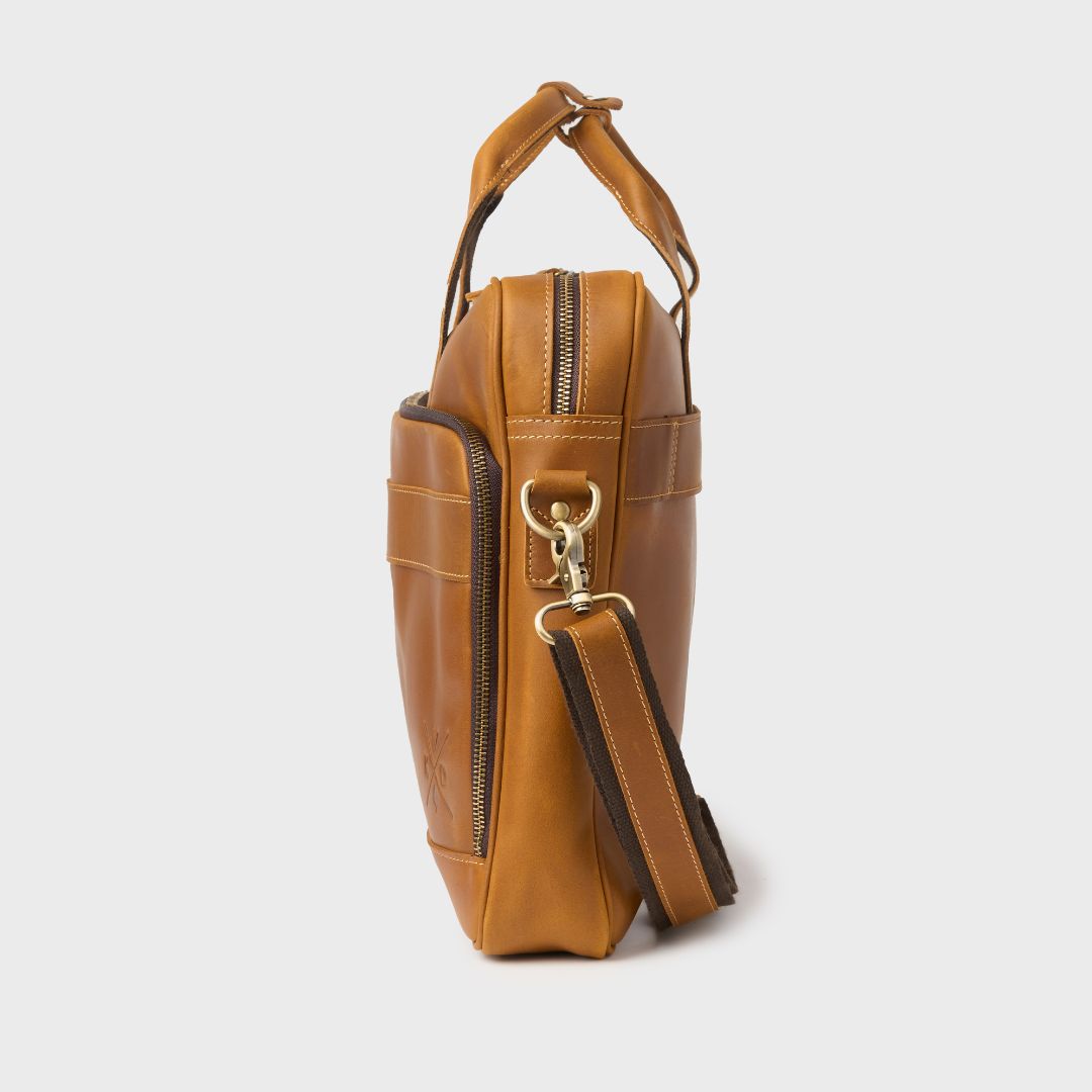 Manifold - Leather Messenger Bag - Tan