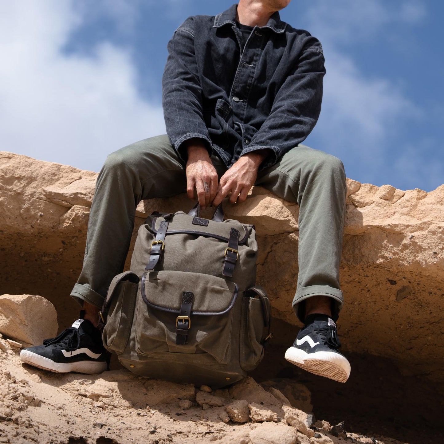 Lune - Waxed Canvas Backpack - Green