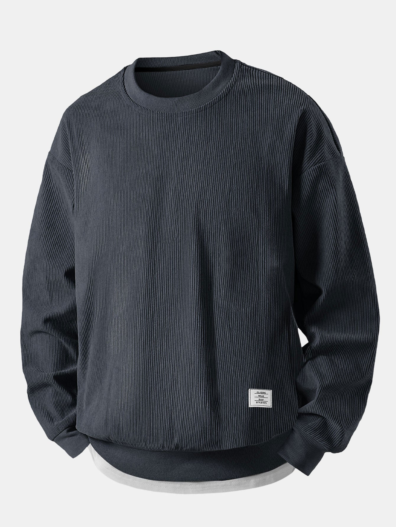 2 In 1 Crew Neck Stretch Corduroy Sweatshirt