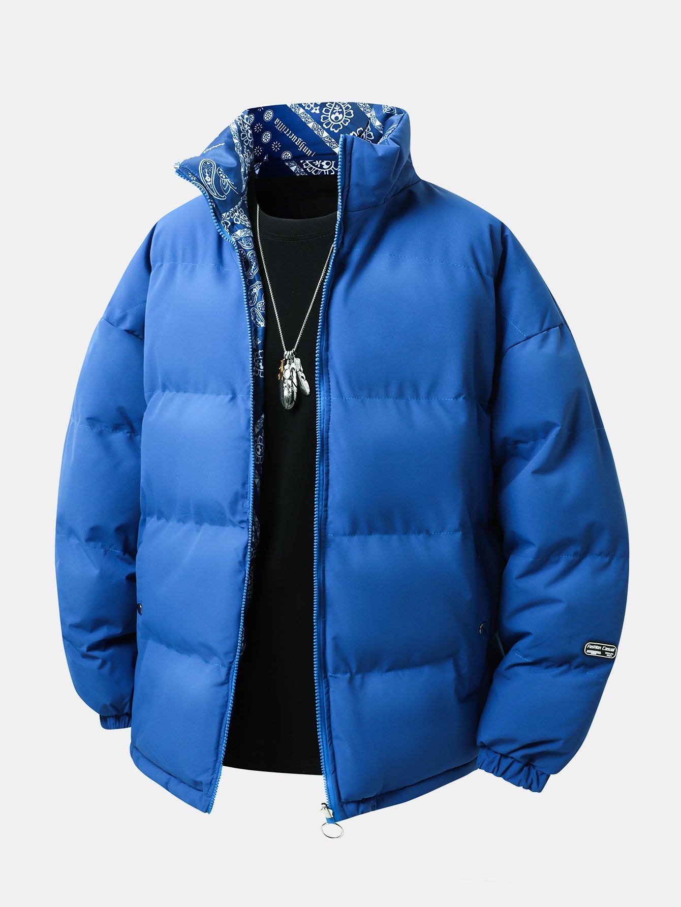 Reversible Paisley Puffer Coat