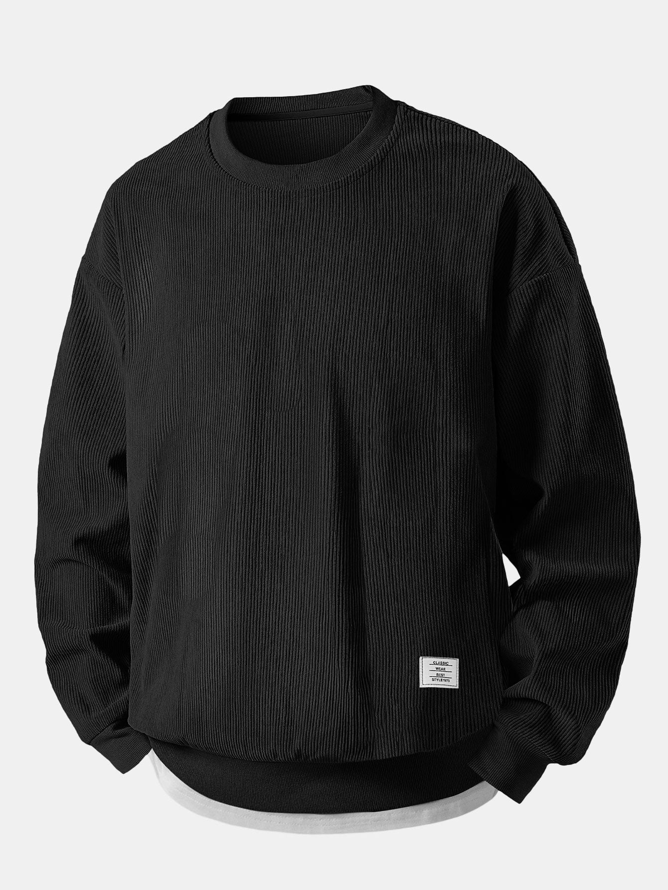 2 In 1 Crew Neck Stretch Corduroy Sweatshirt