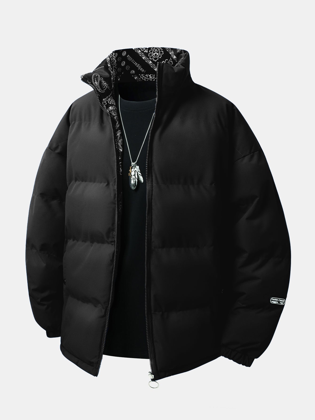 Reversible Paisley Puffer Coat