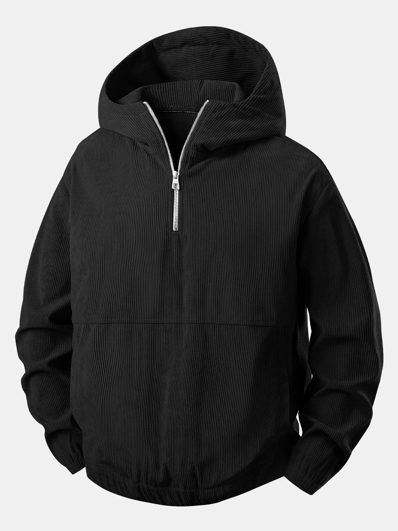 Relax Fit Quarter-Zip Corduroy Hoodie