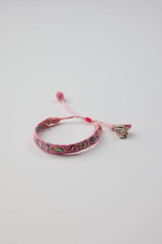 PINK EMBROIDERED BRACELET