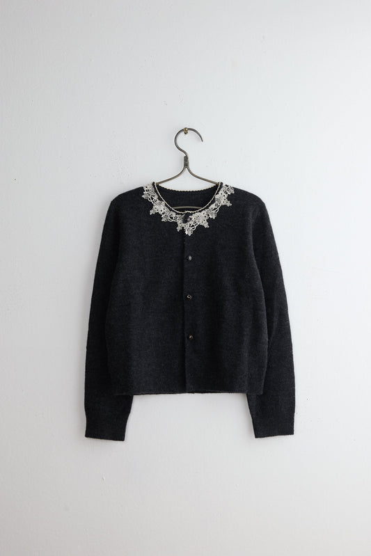 LACE NECK CARDIGAN