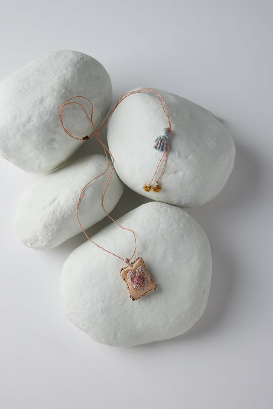 EMBROIDERED SQUARE NECKLACE