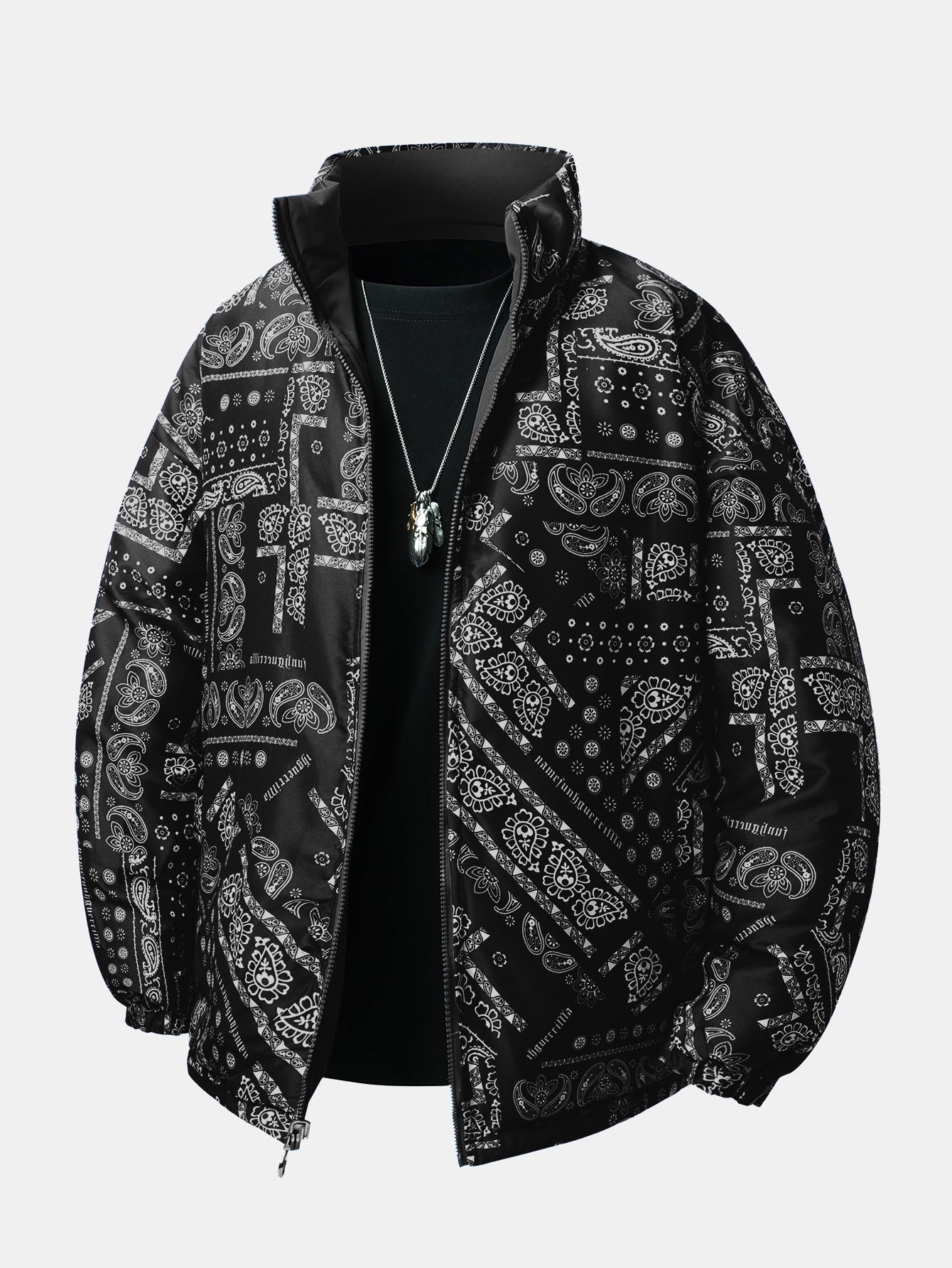 Reversible Paisley Puffer Coat