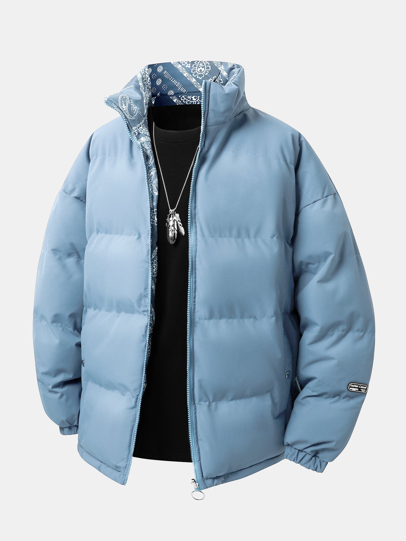 Reversible Paisley Puffer Coat