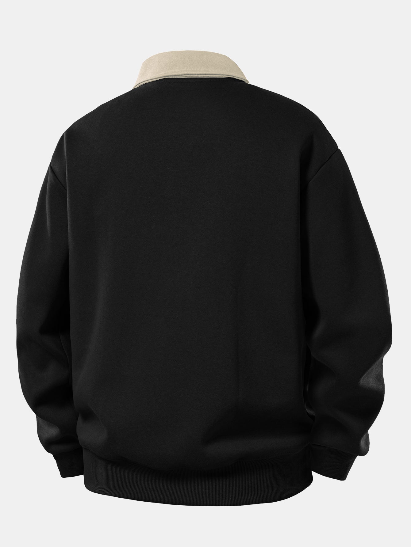 Relax Fit Ghost Drinking Coffee Print Contrast Polo Sweatshirt & Straight Leg Pleated Pintuck Sweatpants