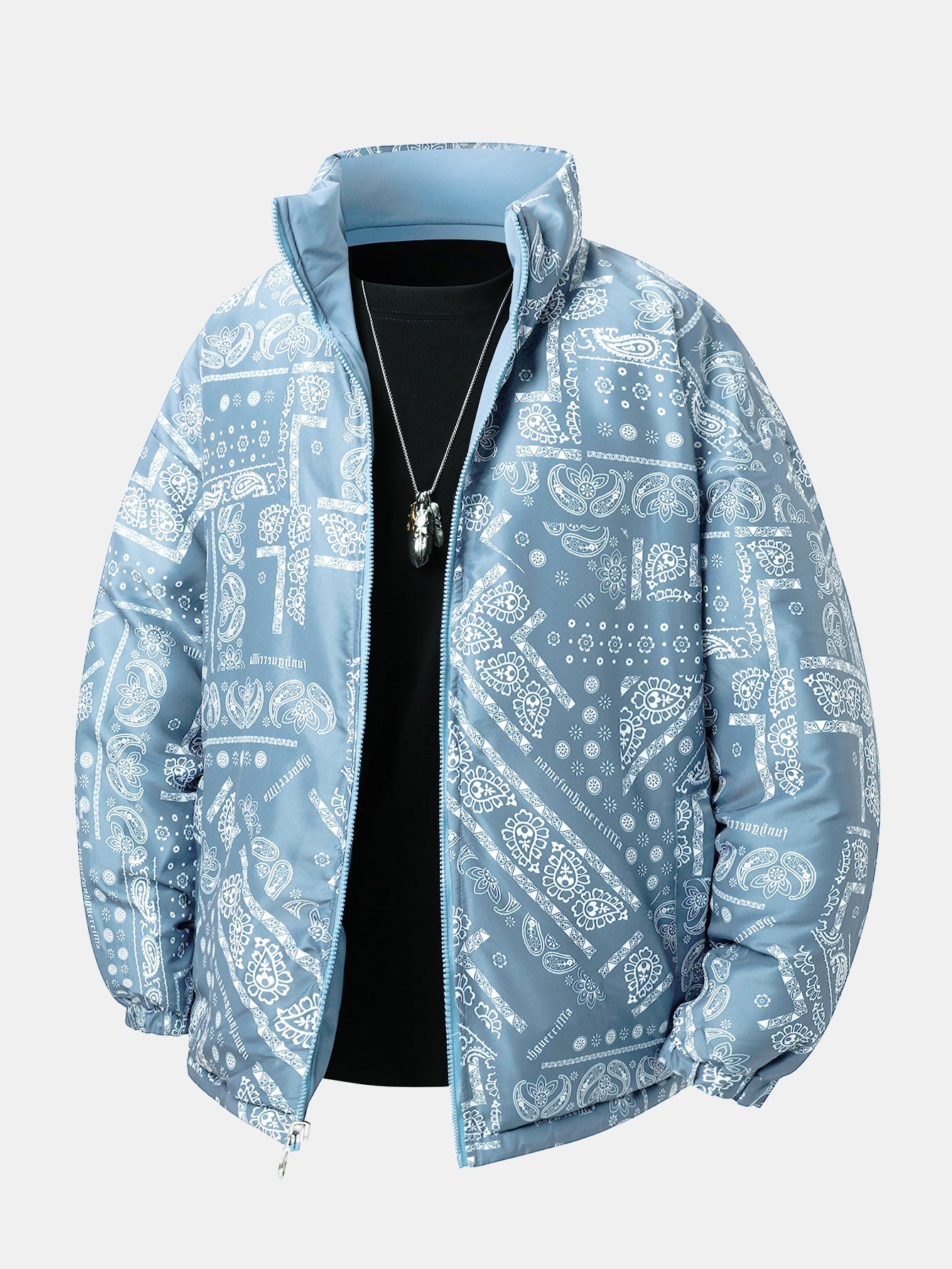Reversible Paisley Puffer Coat