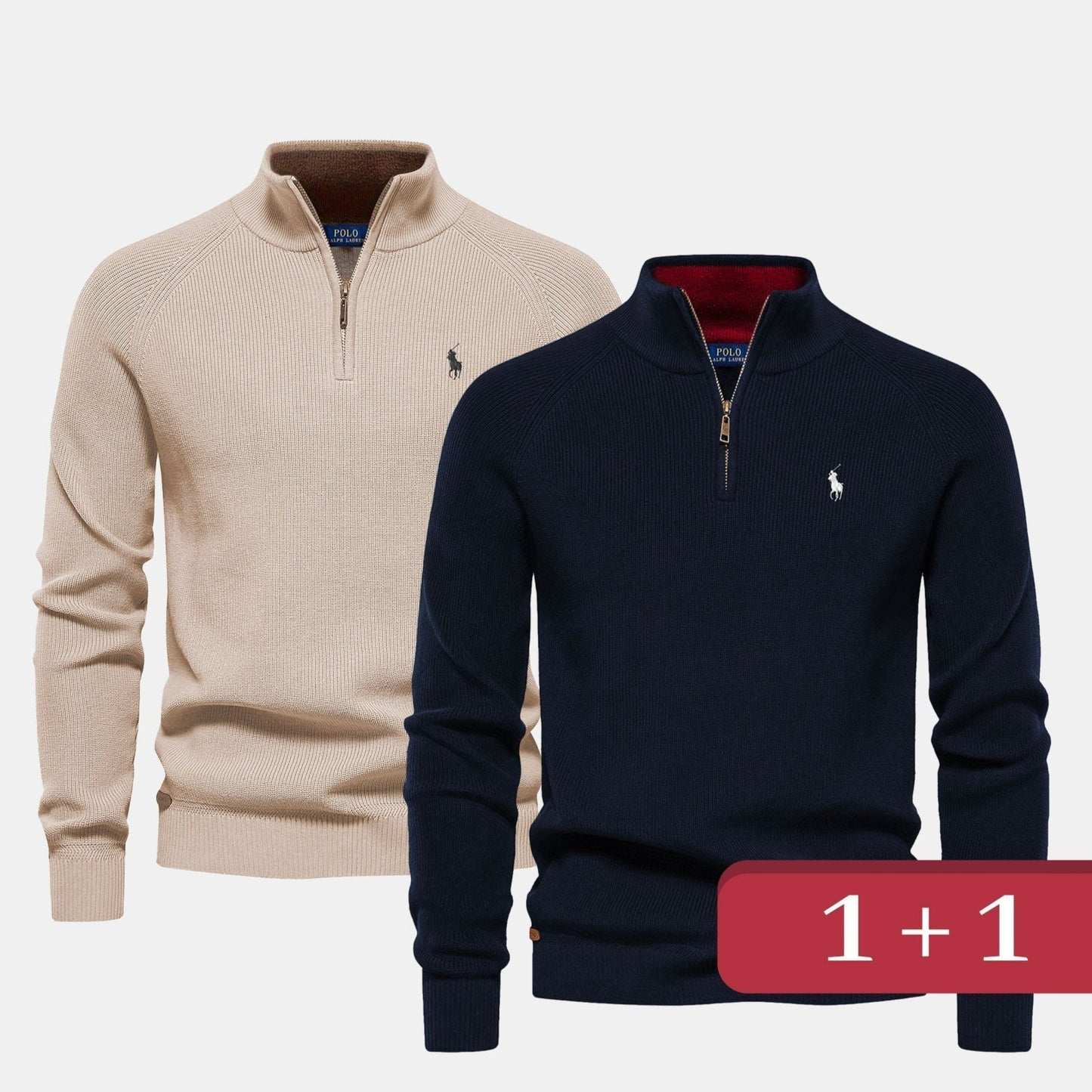 R&L 1+1 Zip Neck Sweater