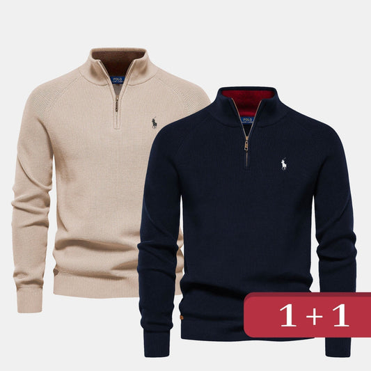 R&L 1+1 Zip Neck Sweater