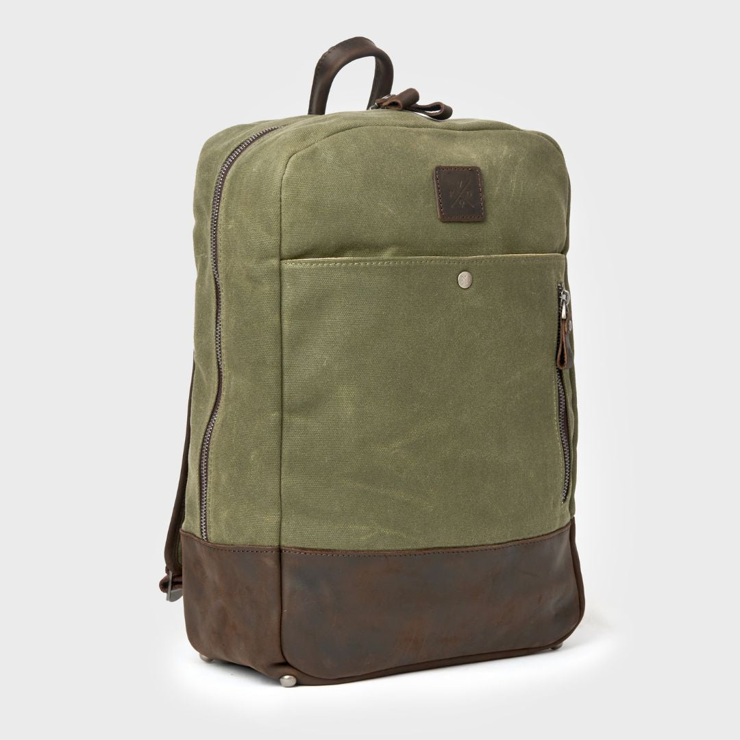 Eden - Waxed Canvas Backpack - Moss Green