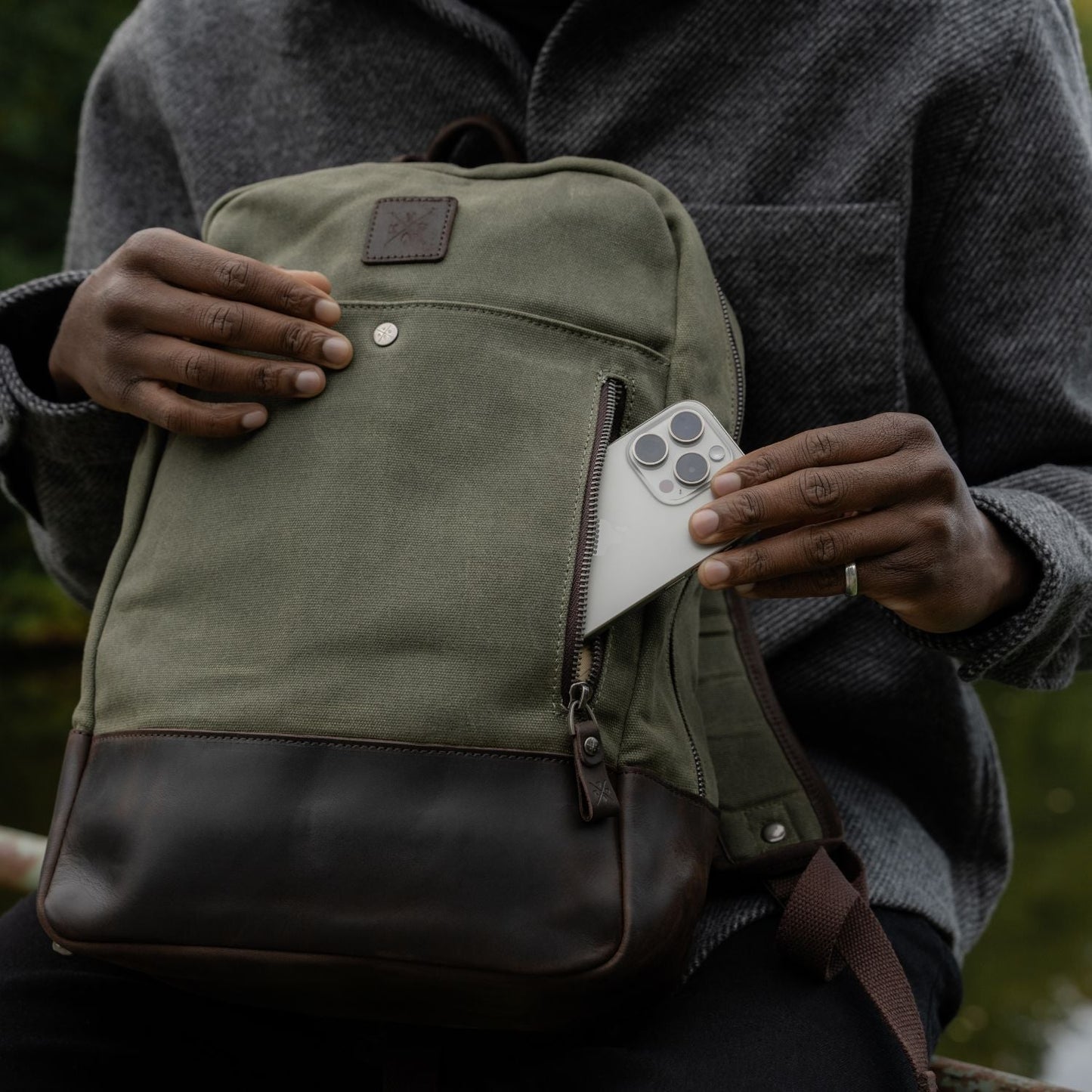 Eden - Waxed Canvas Backpack - Moss Green