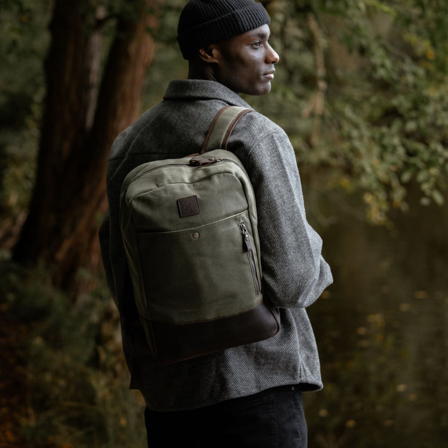 Eden - Waxed Canvas Backpack - Moss Green