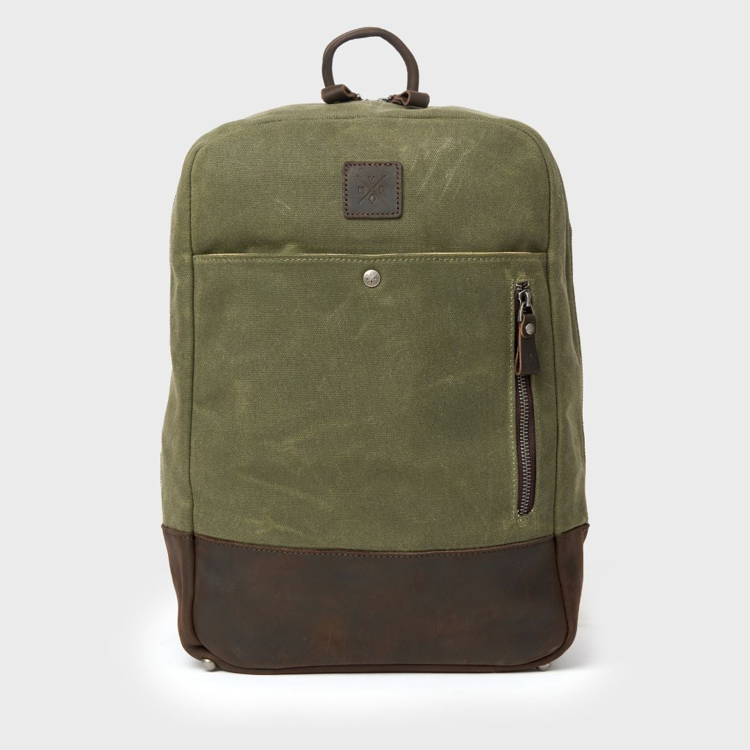 Eden - Waxed Canvas Backpack - Moss Green