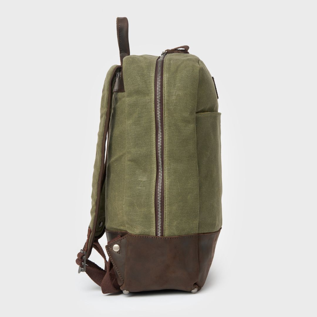 Eden - Waxed Canvas Backpack - Moss Green