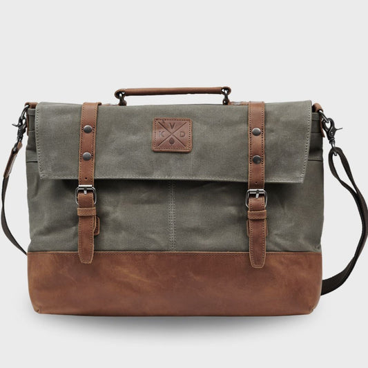Mersey - Waxed Canvas Messenger Bag - Taupe