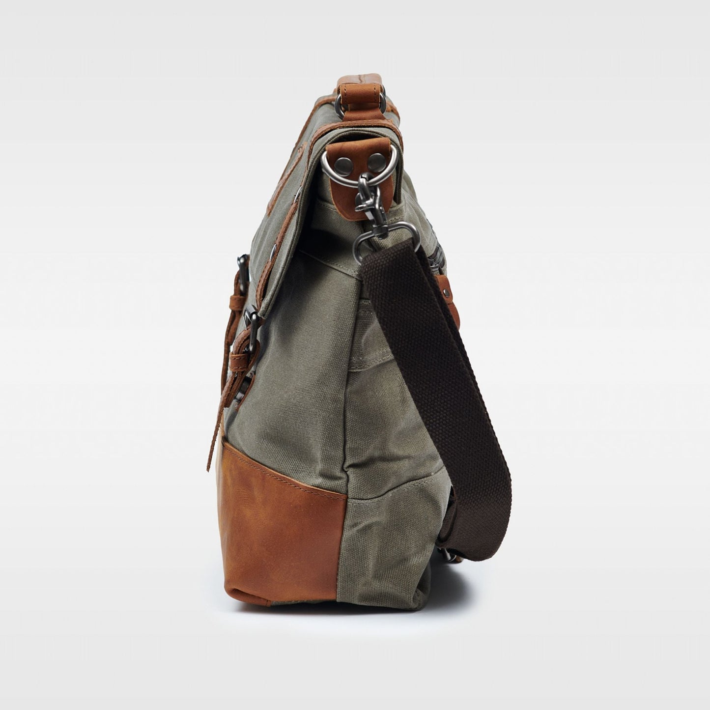 Mersey - Waxed Canvas Messenger Bag - Taupe