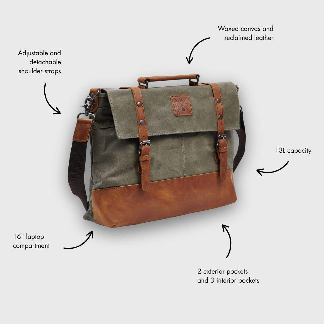 Mersey - Waxed Canvas Messenger Bag - Taupe