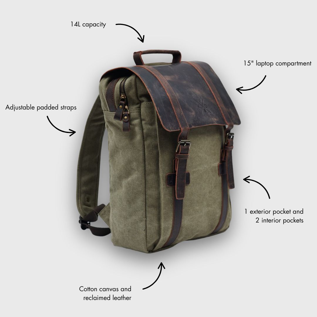 Tamar - Canvas Backpack - Moss Green