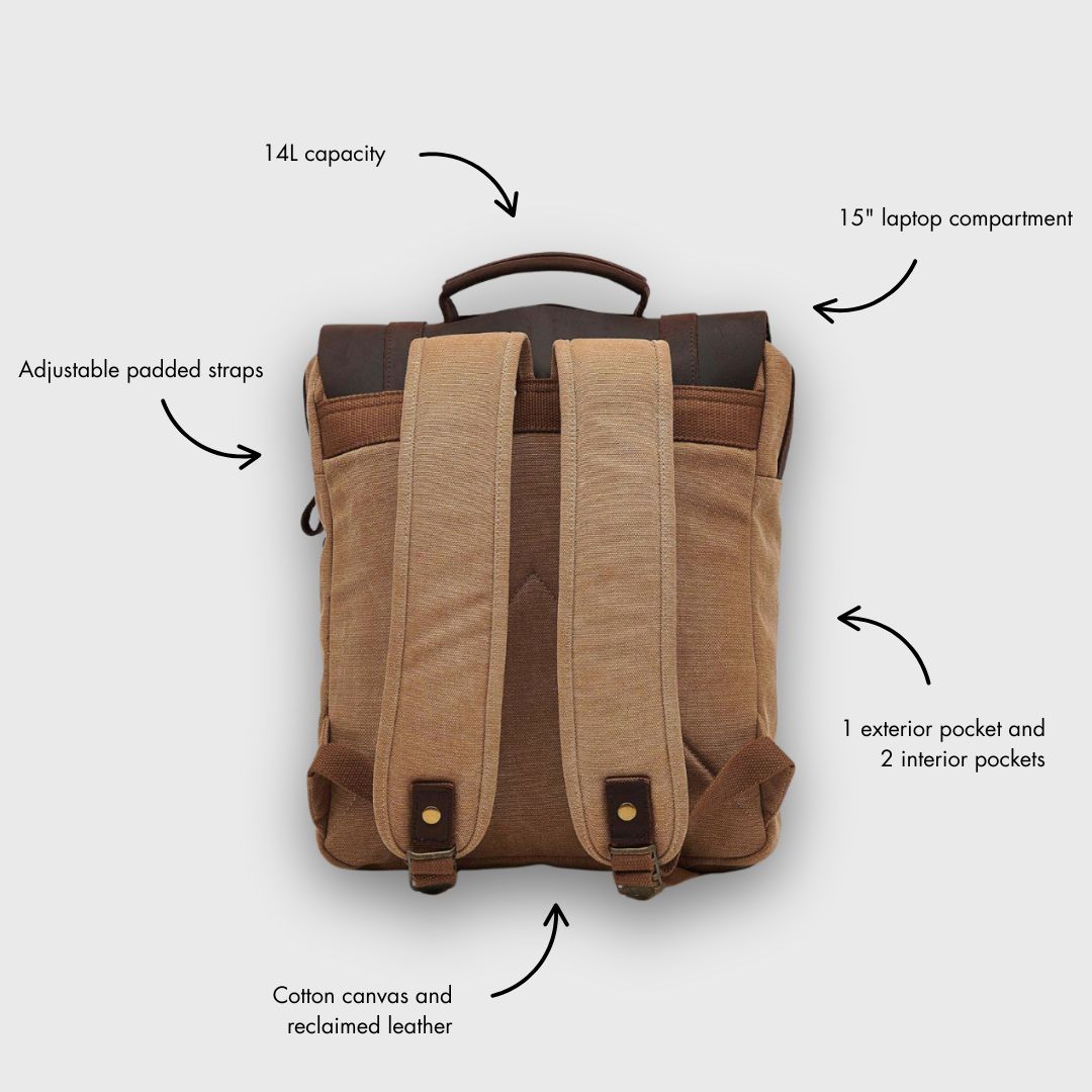 Tamar - Canvas Backpack - Tan