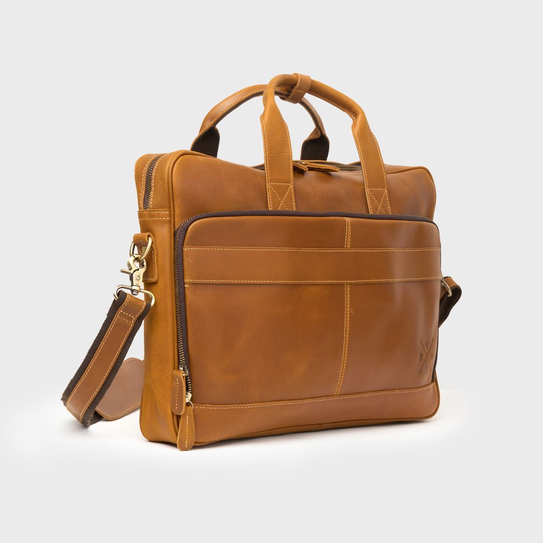 Manifold - Leather Messenger Bag - Tan
