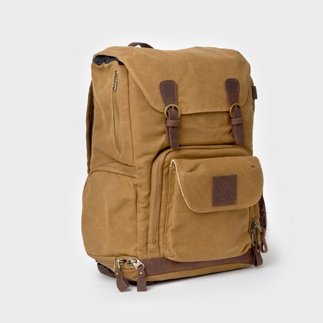 Roe - Waxed Canvas Adventure Backpack - Tan