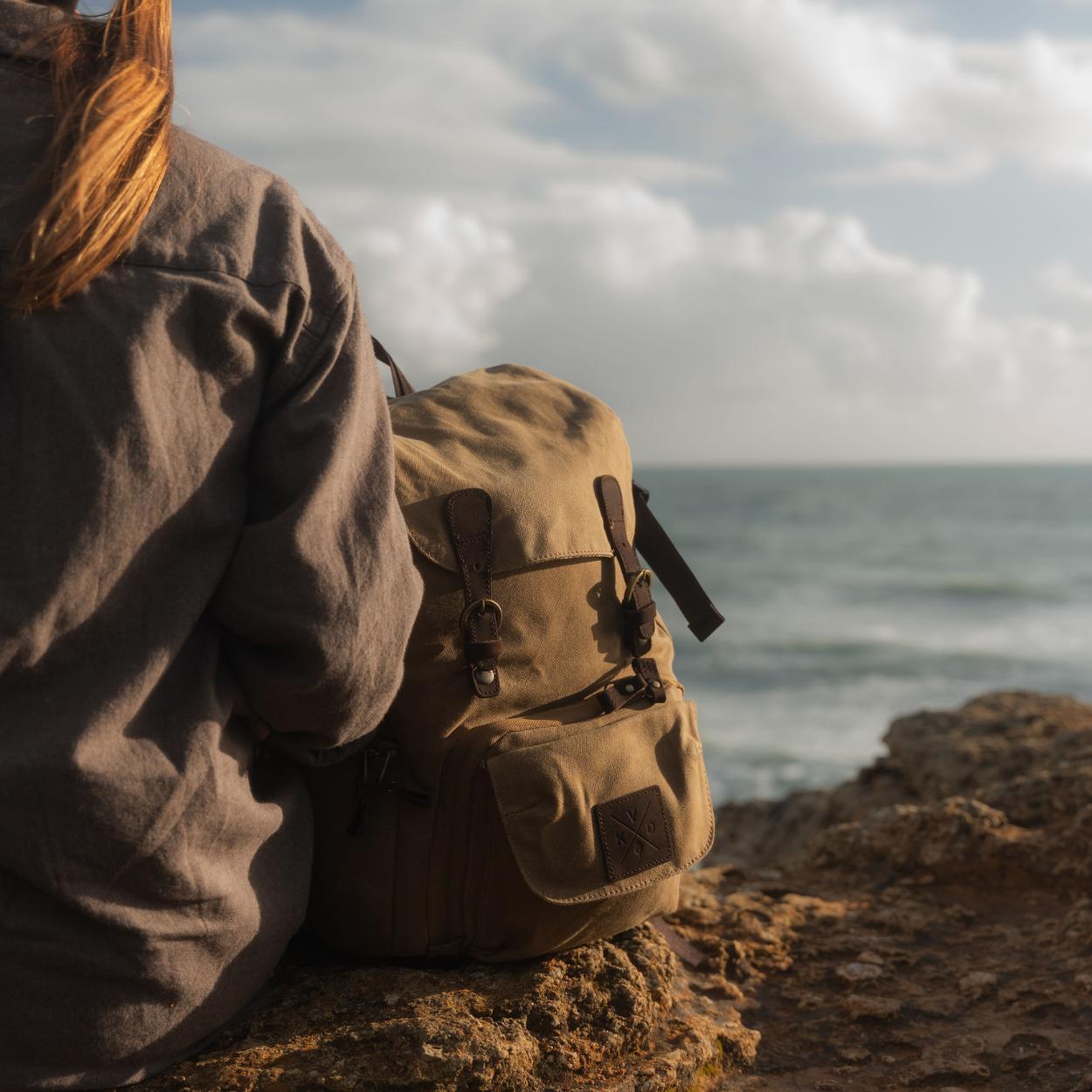 Roe - Waxed Canvas Adventure Backpack - Tan