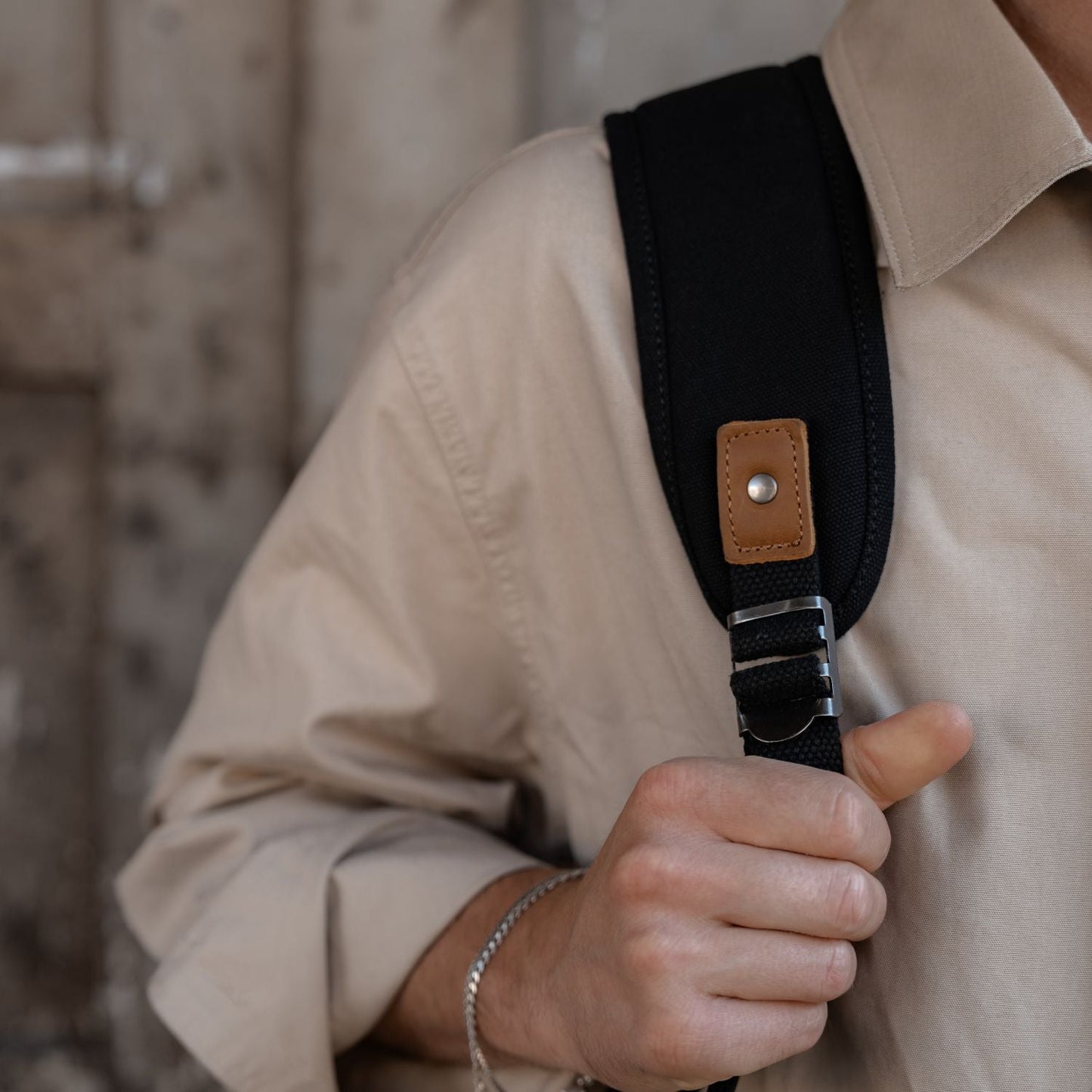 Tay - Canvas Rolltop Backpack - Black