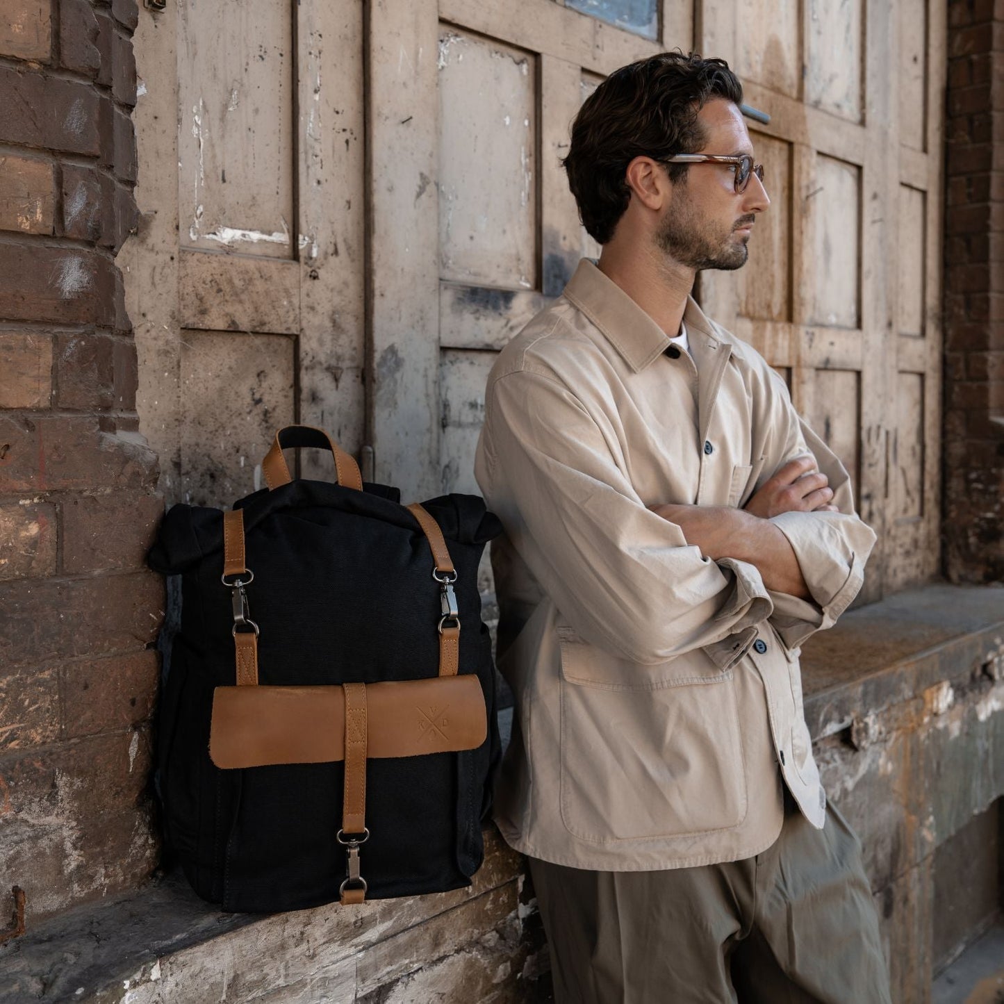 Tay - Canvas Rolltop Backpack - Black