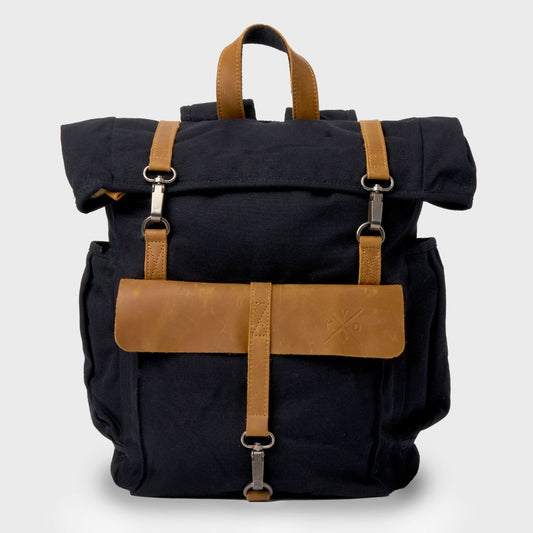 Tay - Canvas Rolltop Backpack - Black