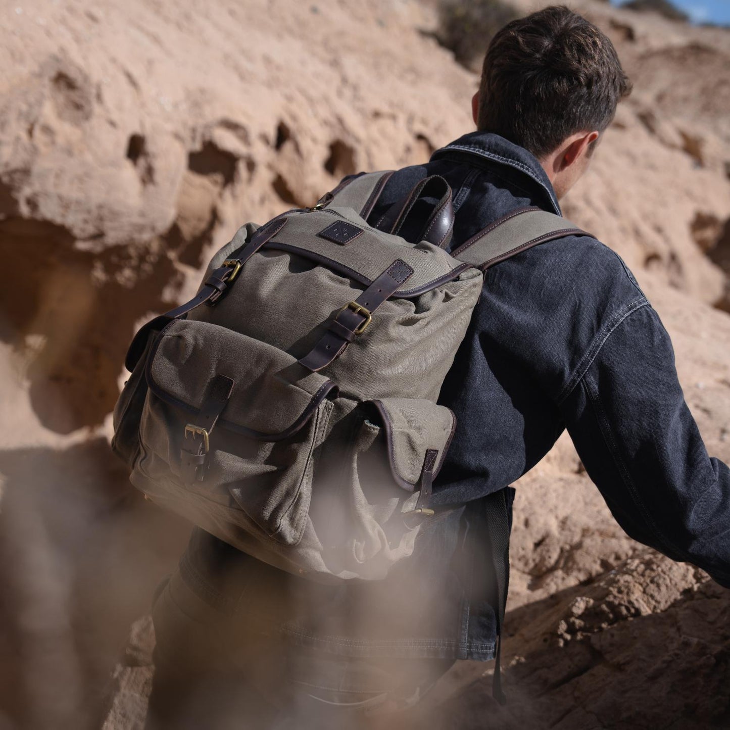 Lune - Waxed Canvas Backpack - Green