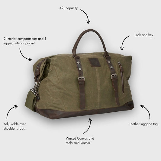 Humber 2.0 - Waxed Canvas Holdall - Moss Green