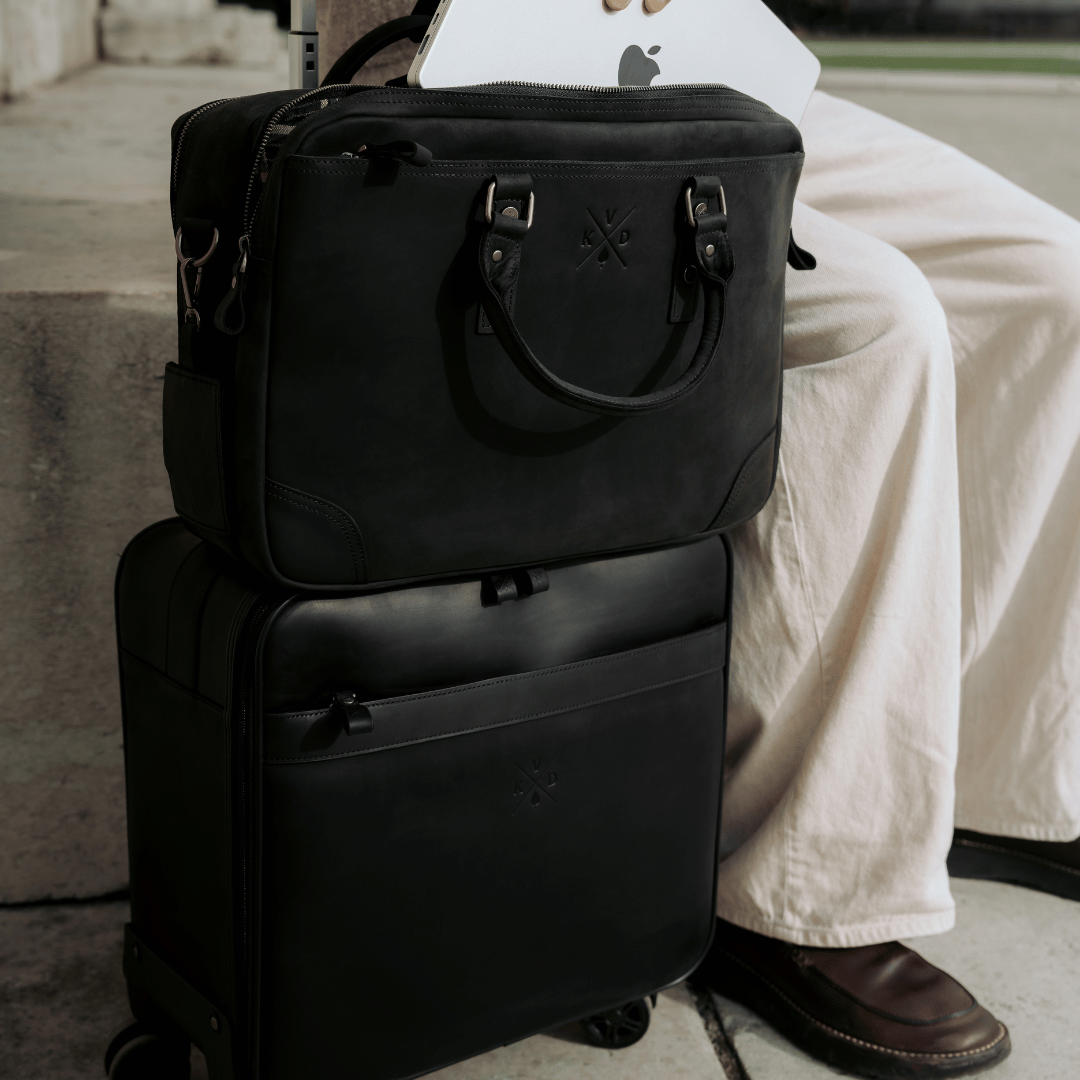 Belmont - Reclaimed Leather Suitcase - Black