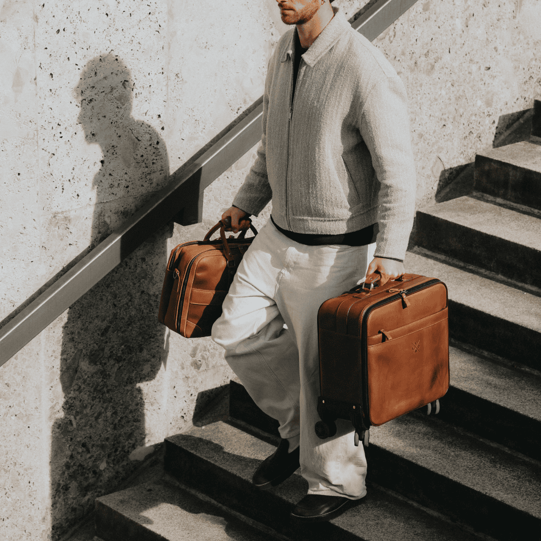 Belmont - Reclaimed Leather Suitcase - Tan