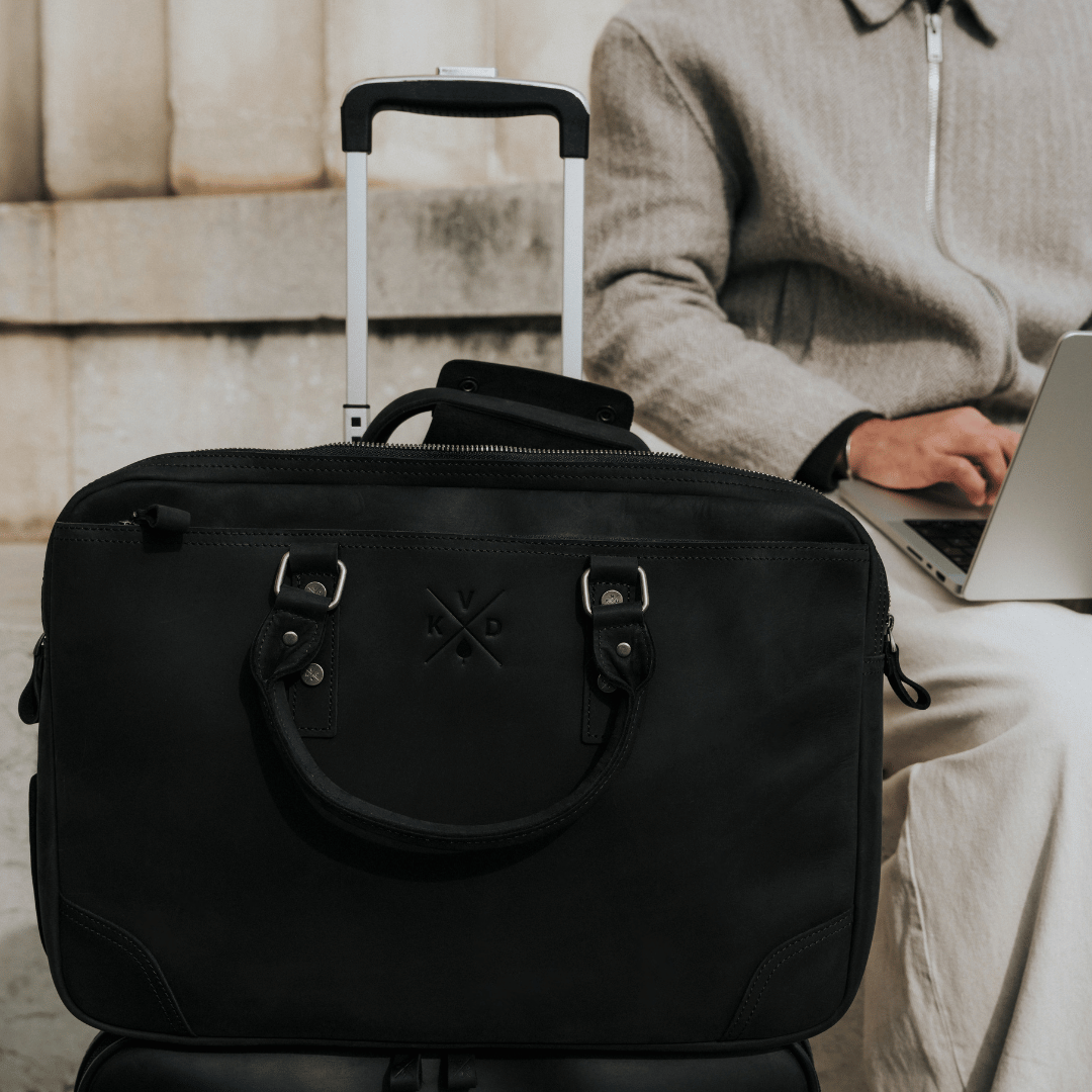 Longford  - Reclaimed Leather Briefcase - Black
