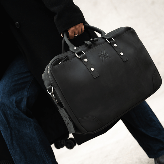 Longford  - Reclaimed Leather Briefcase - Black