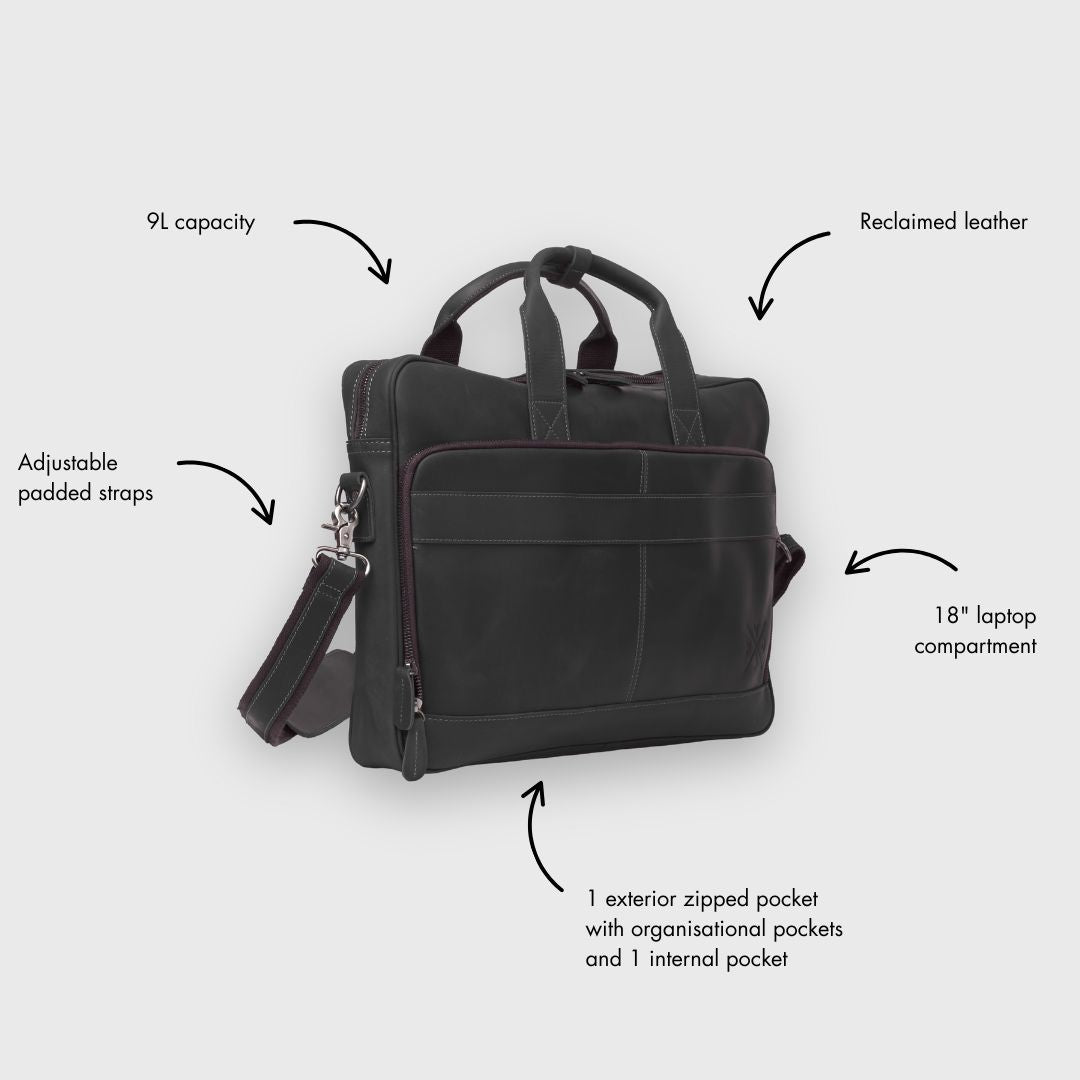 Manifold - Leather Messenger Bag - Black