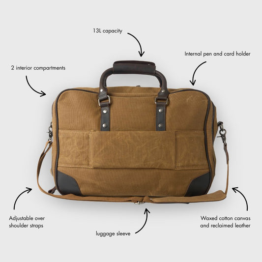 Anton - Waxed Canvas Messenger Bag - Tan