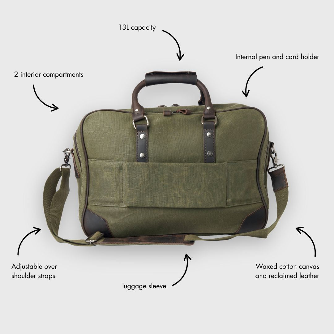 Anton - Waxed Canvas Messenger Bag - Green