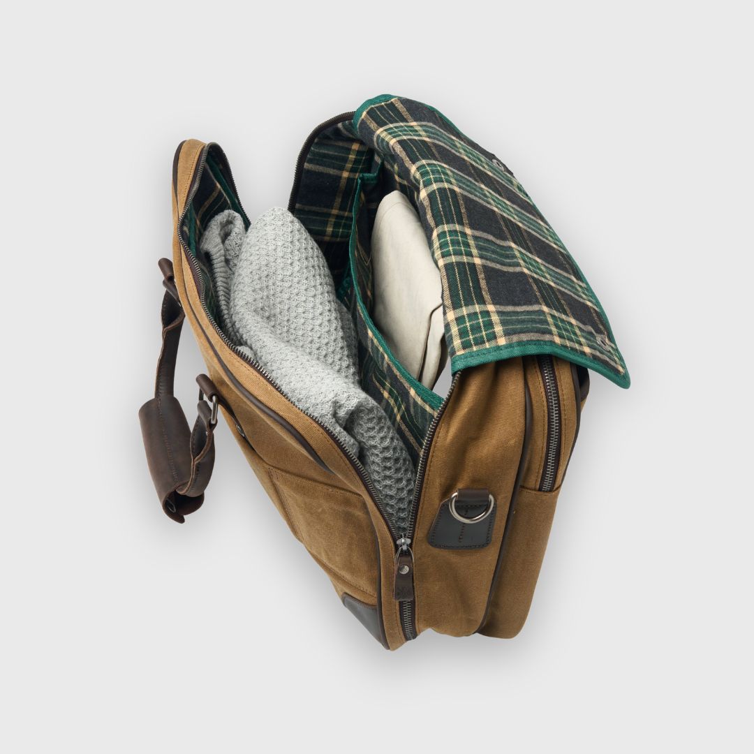 Anton - Waxed Canvas Messenger Bag - Tan