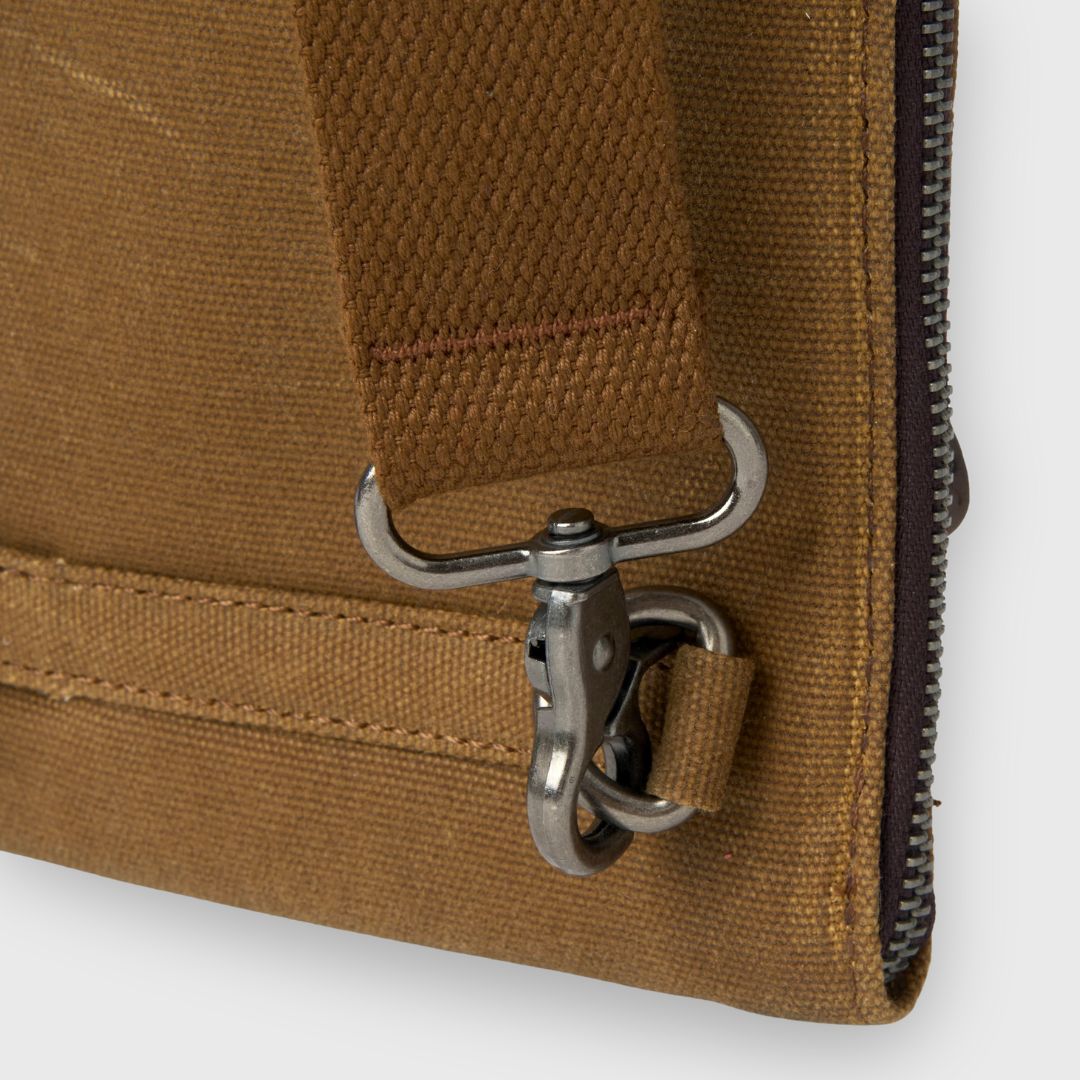 Tyne - Waxed Canvas Sling Crossbody Bag - Tan