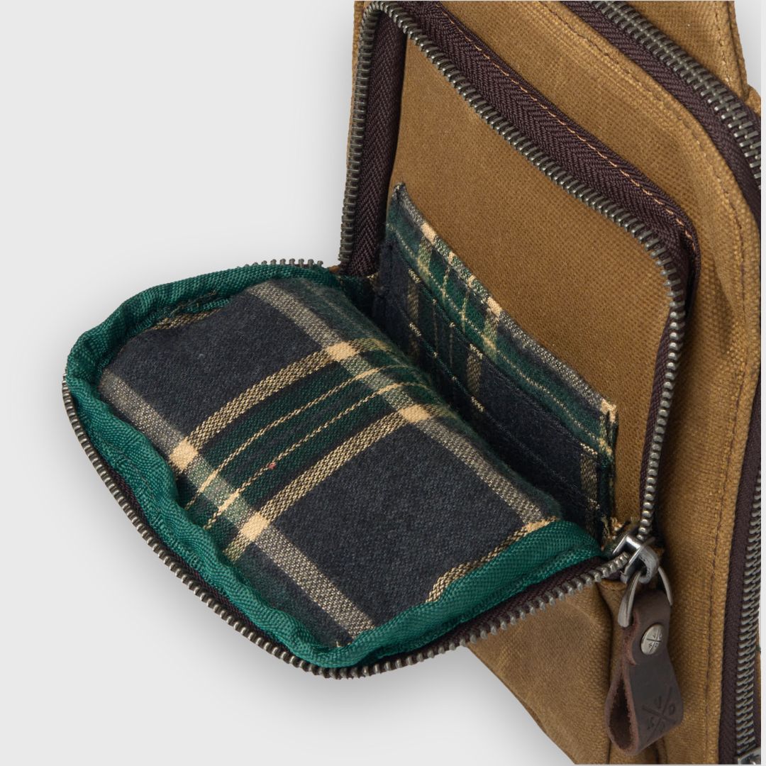 Tyne - Waxed Canvas Sling Crossbody Bag - Tan