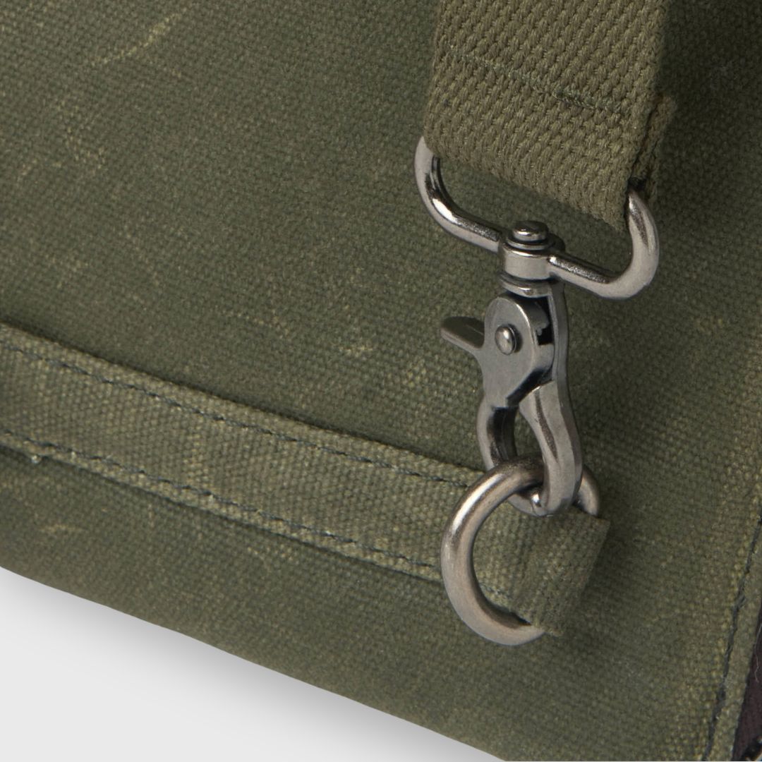 Tyne - Waxed Canvas Sling Crossbody Bag - Moss Green
